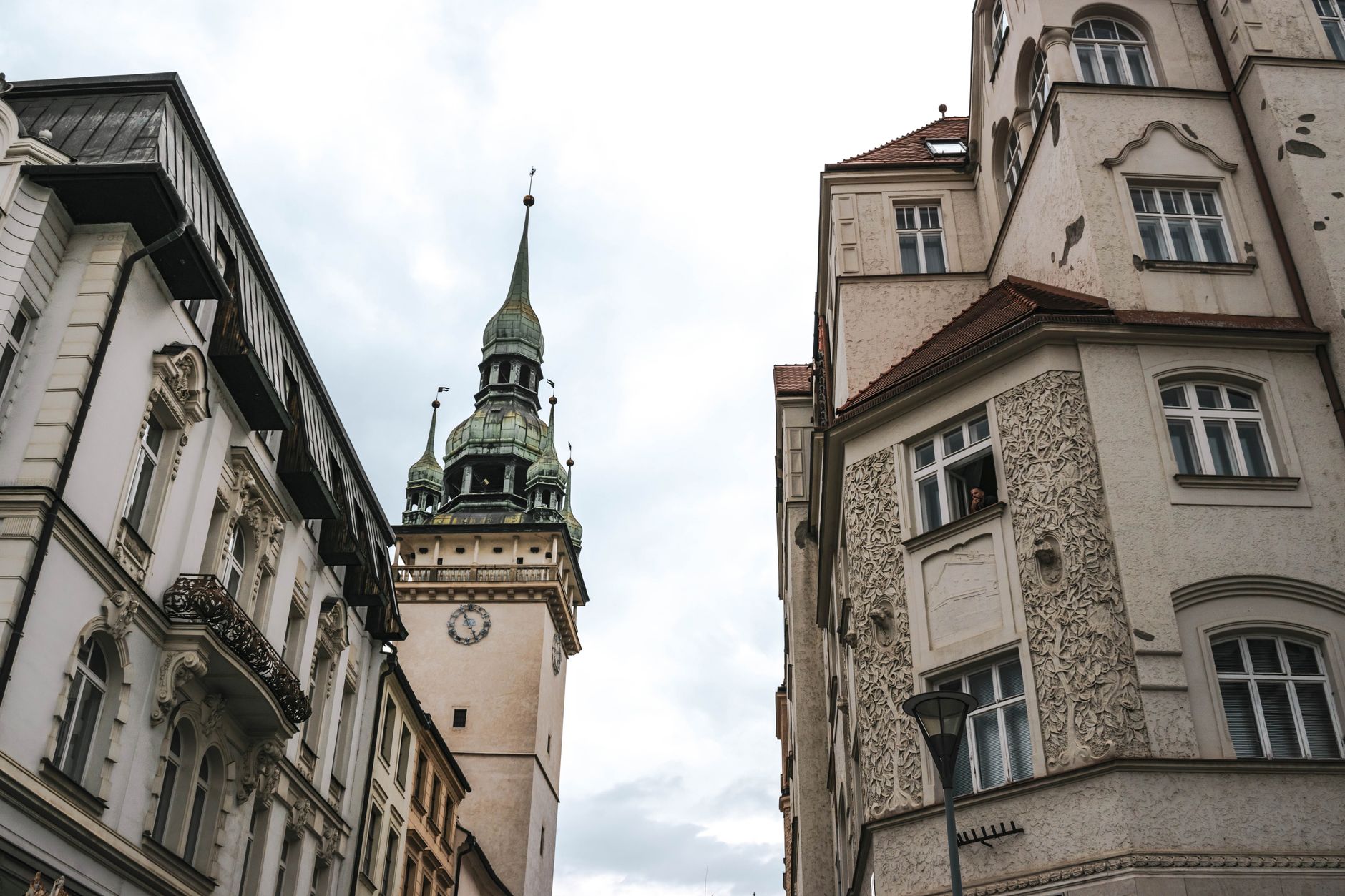 Captivating view of the old spire and ornate facades in Brno, highlighting architectural elegance in Czech Republic.